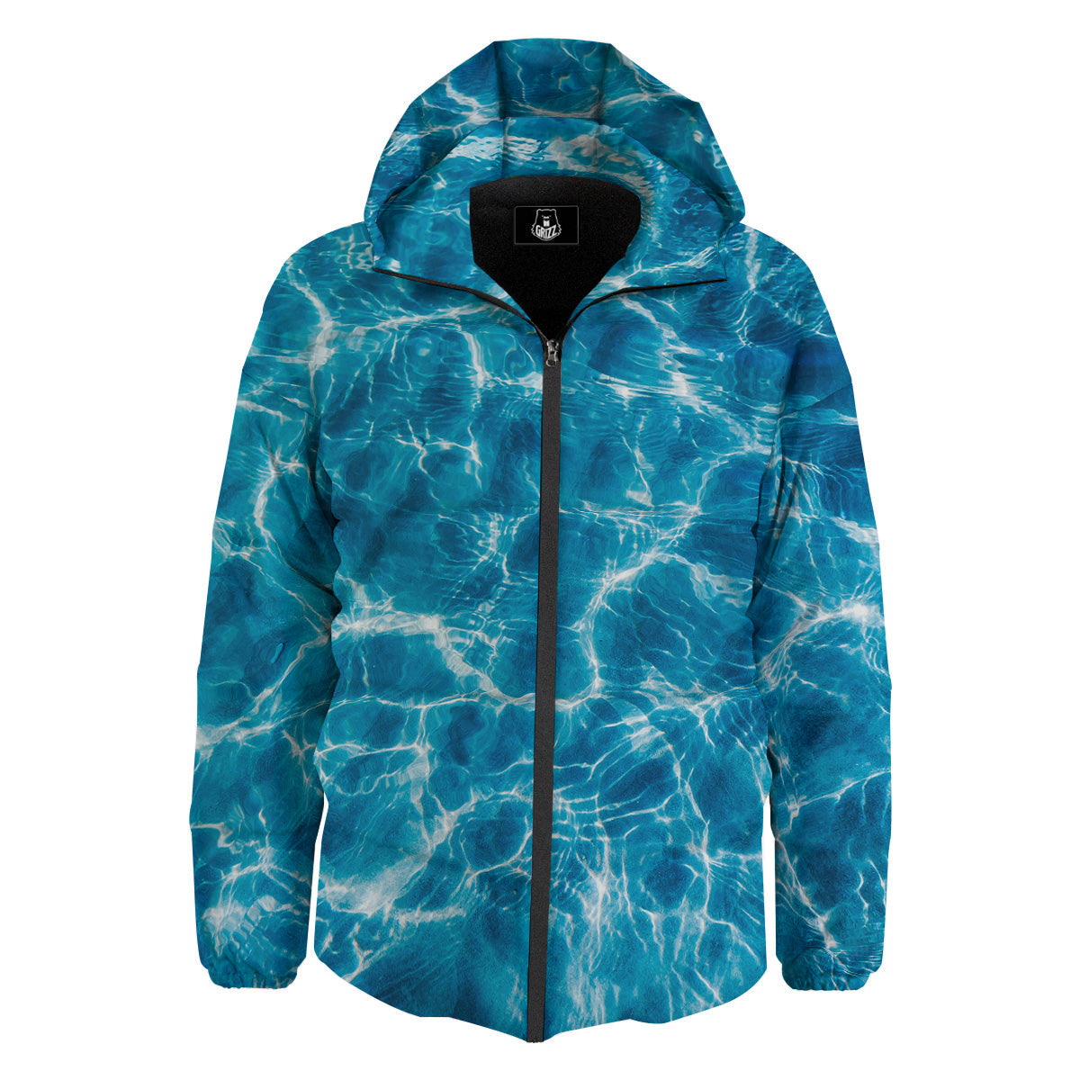Surface Water Blue Print Down Jacket-grizzshop