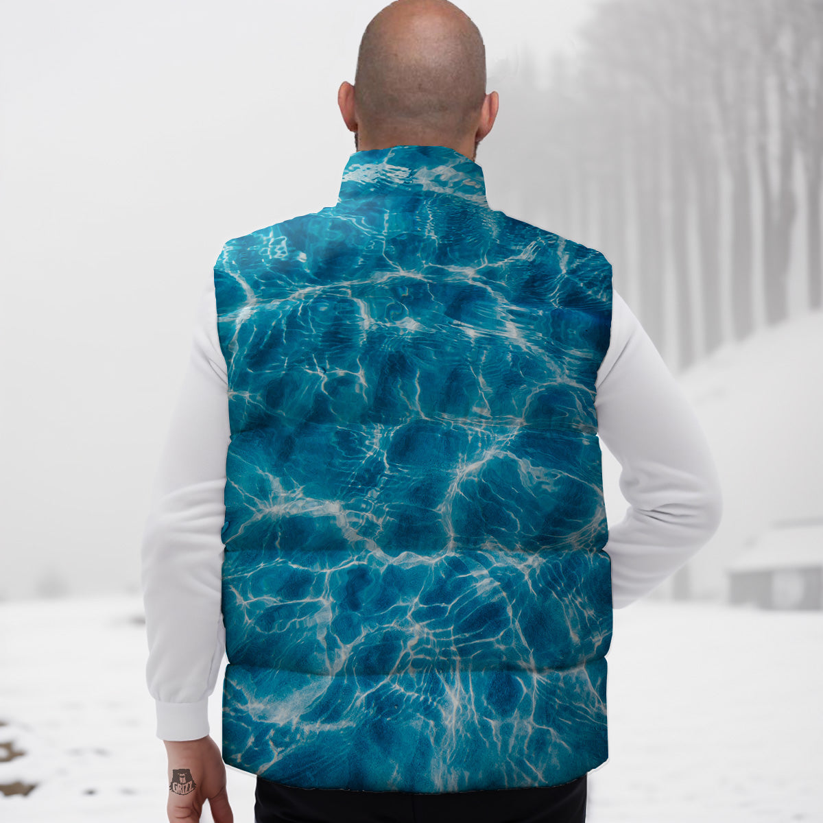 Surface Water Blue Print Down Vest-grizzshop