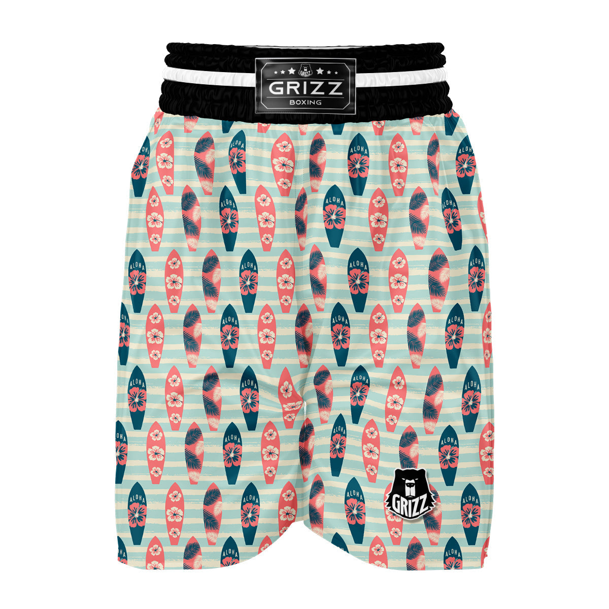 Surfboard Vintage Striped Print Pattern Boxing Shorts-grizzshop