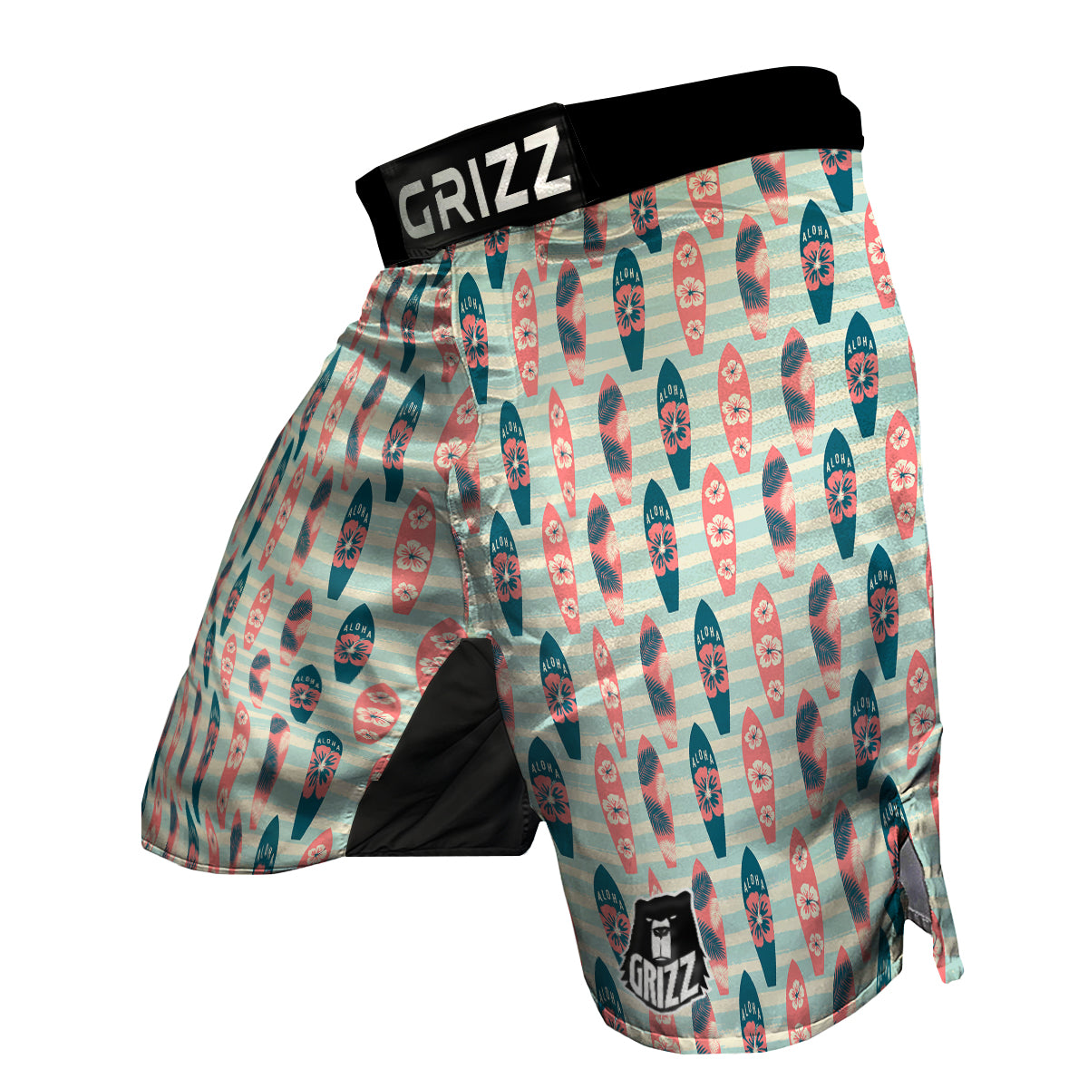 Surfboard Vintage Striped Print Pattern MMA Shorts-grizzshop
