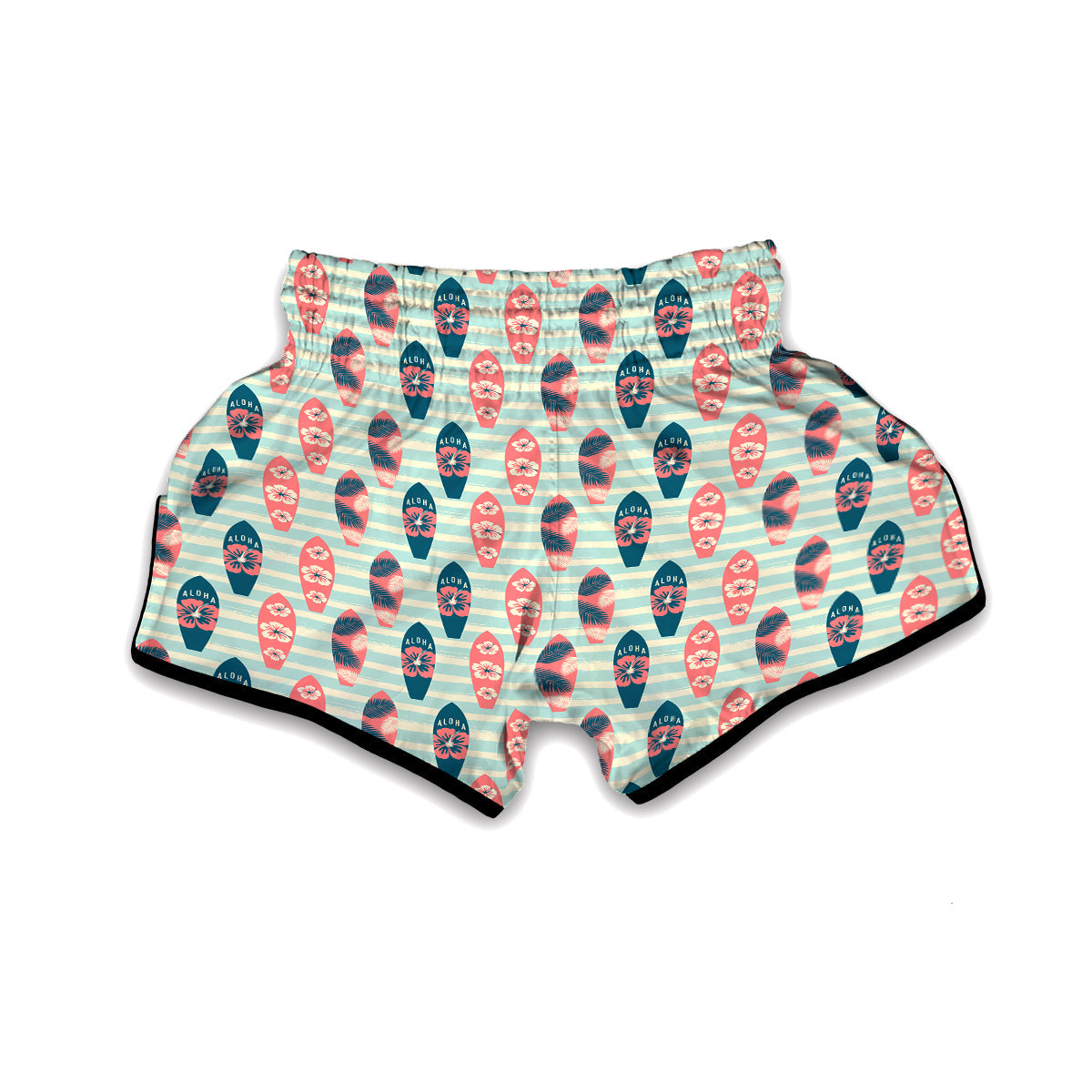Surfboard Vintage Striped Print Pattern Muay Thai Boxing Shorts-grizzshop