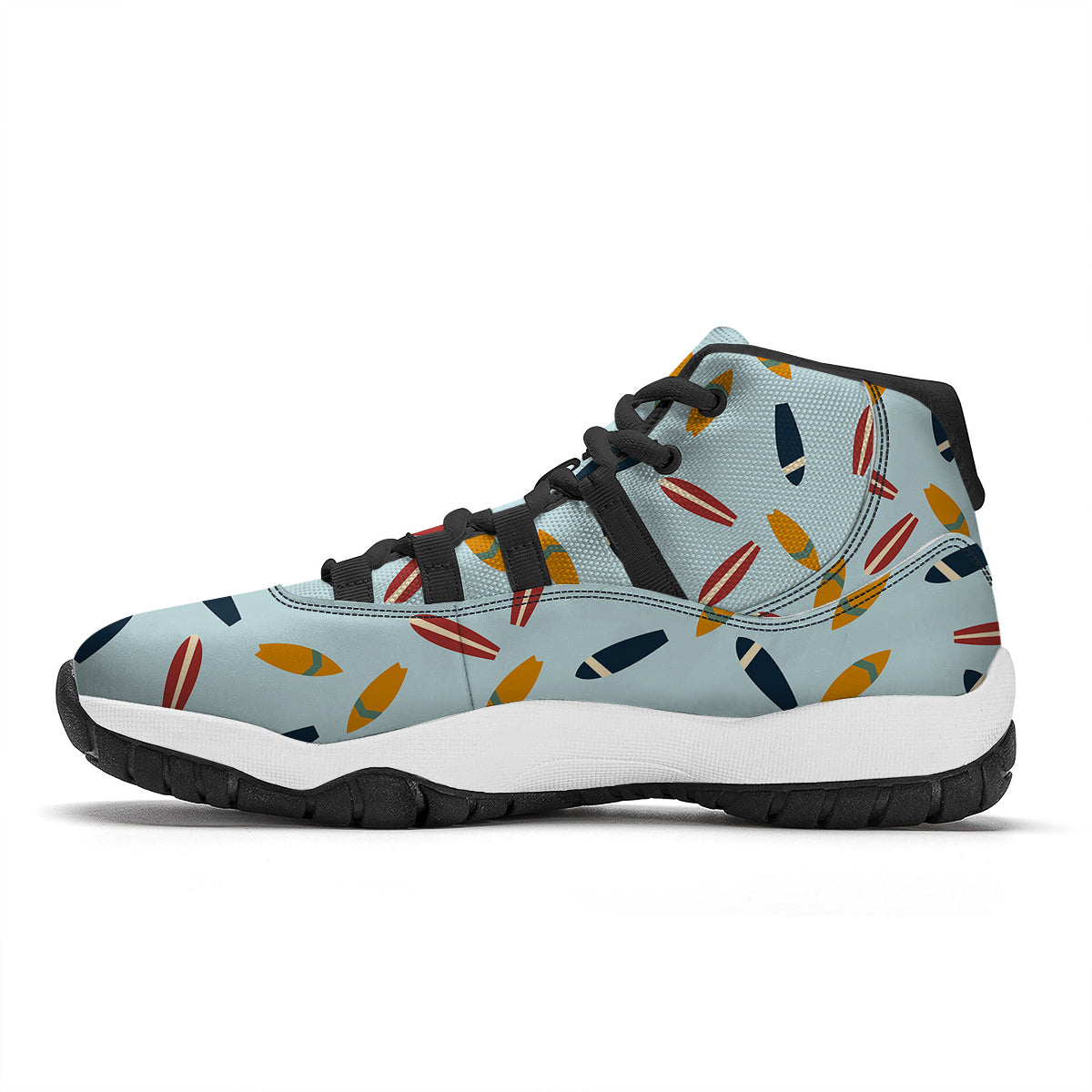 Surfboard Wood Print Pattern Black Bball Shoes-grizzshop