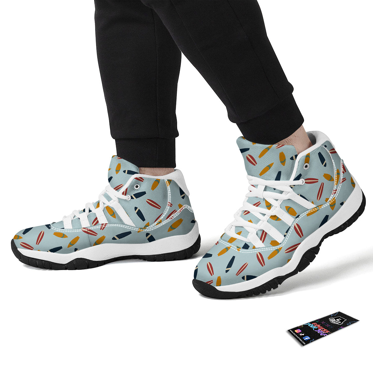 Surfboard Wood Print Pattern White Bball Shoes-grizzshop