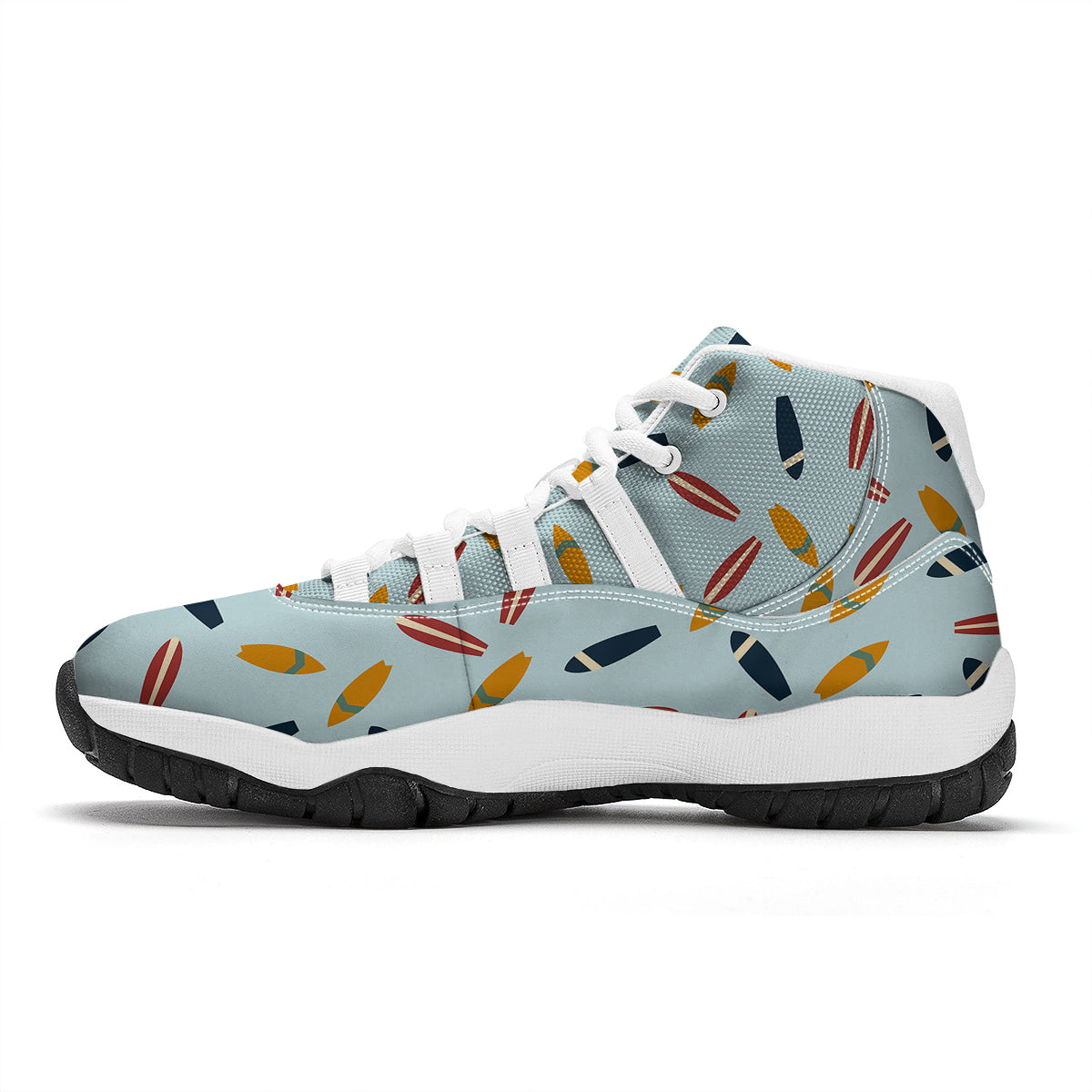 Surfboard Wood Print Pattern White Bball Shoes-grizzshop