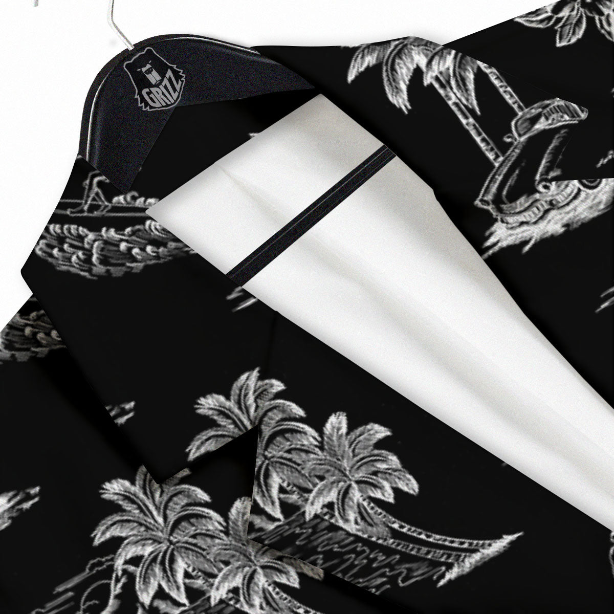 Surfing Black White Print Pattern Men's Sport Coat-grizzshop
