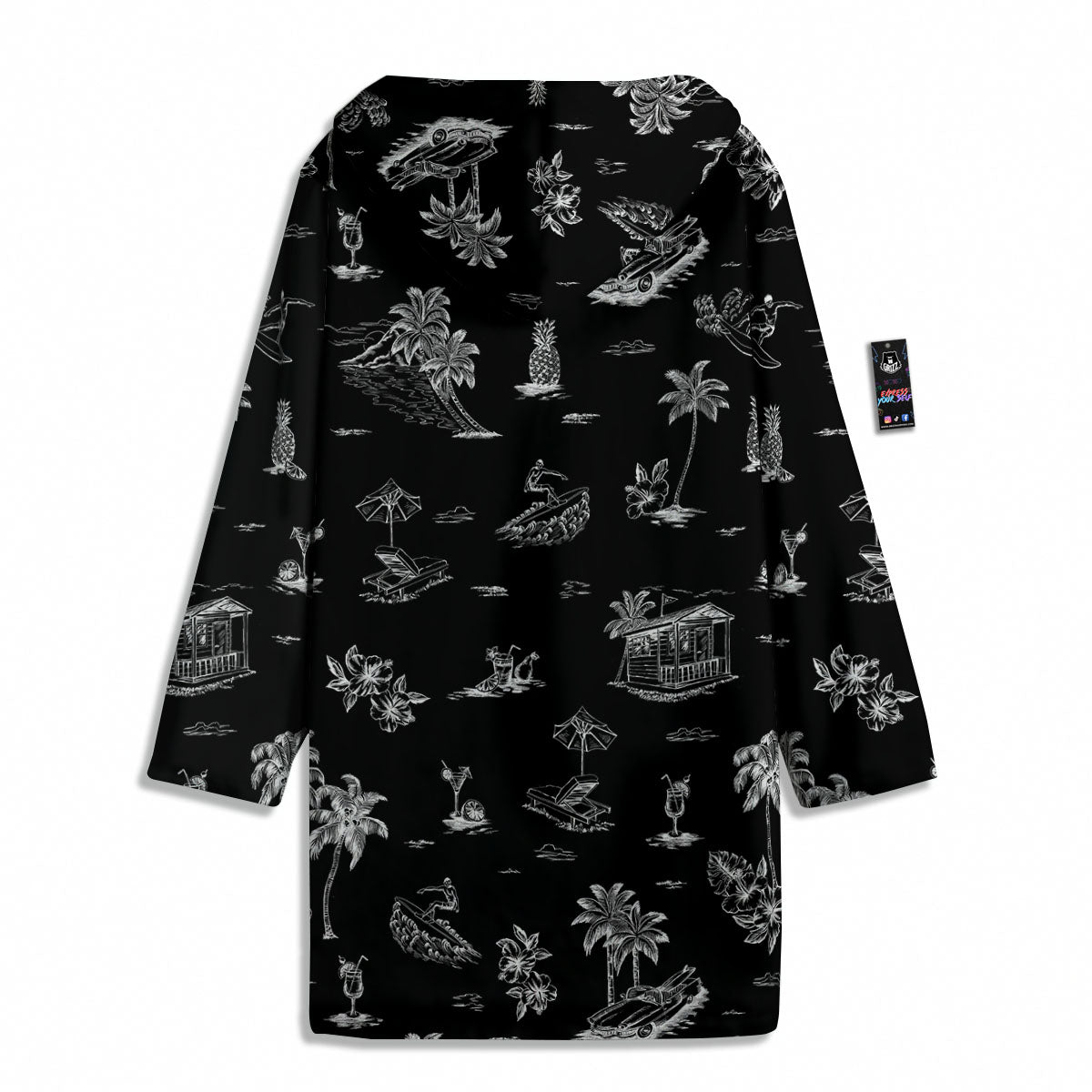 Surfing Black White Print Pattern Men's Windbreaker Jacket-grizzshop