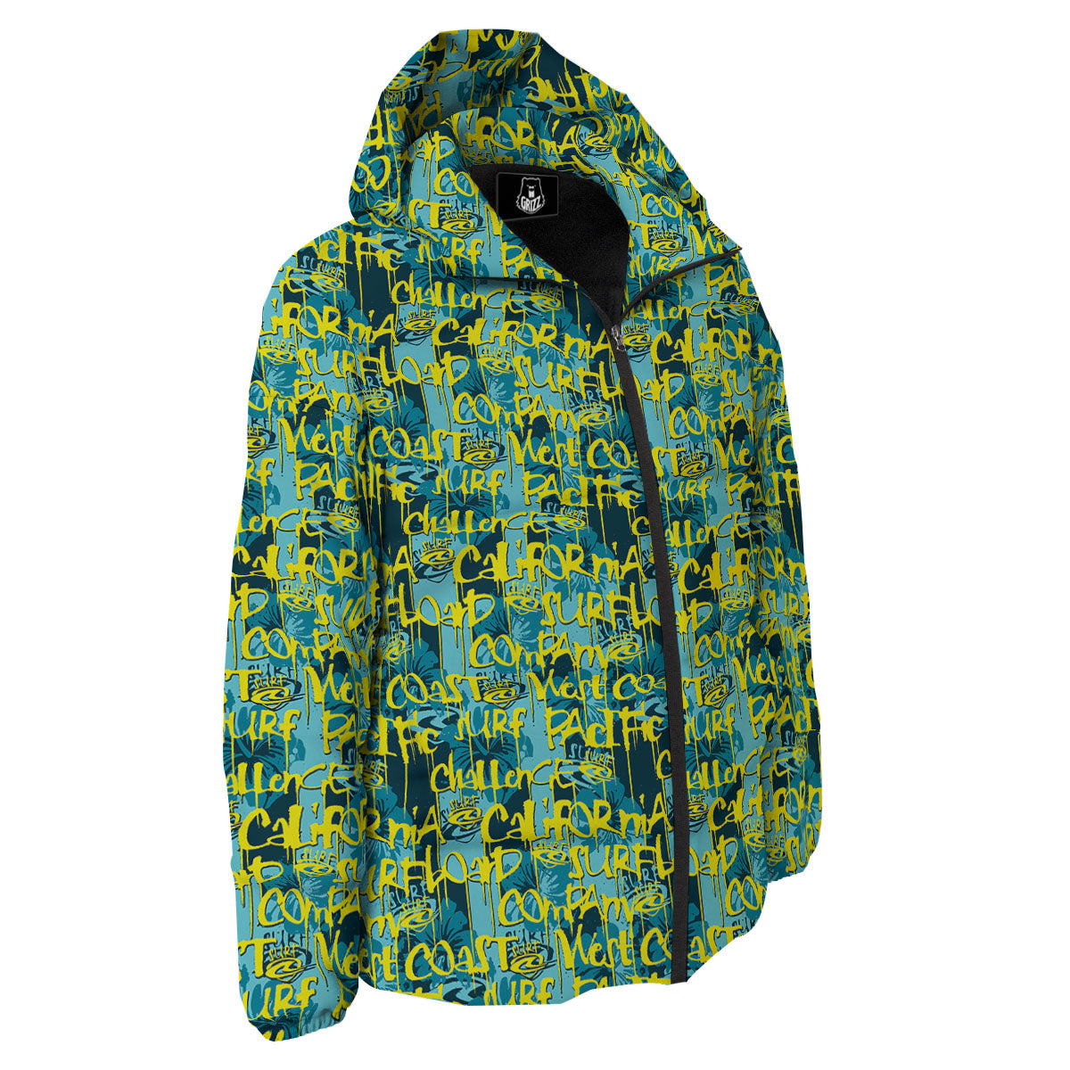 Surfing Graffiti Print Pattern Down Jacket-grizzshop