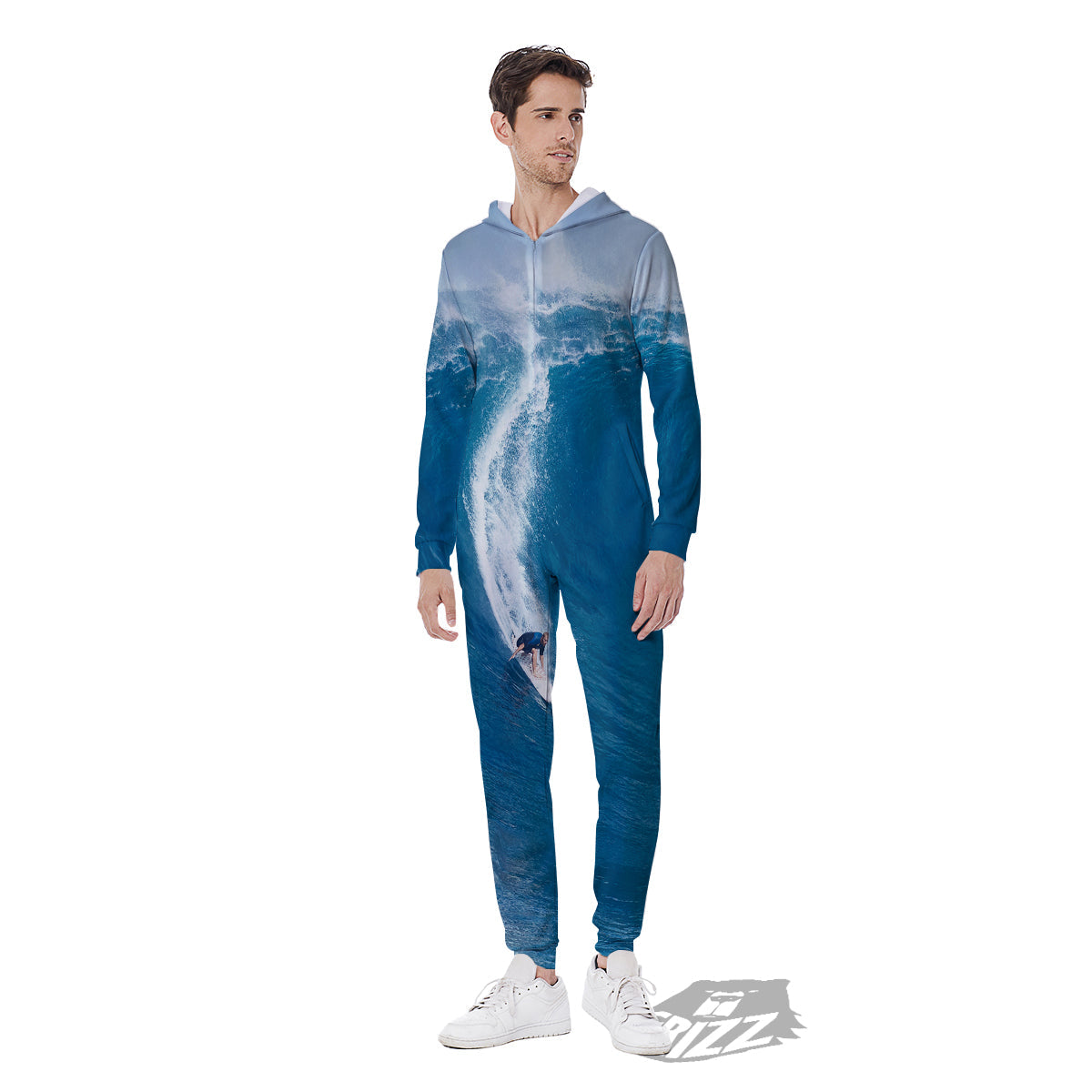 Surfing On Sea Print Men's Jumpsuit-grizzshop
