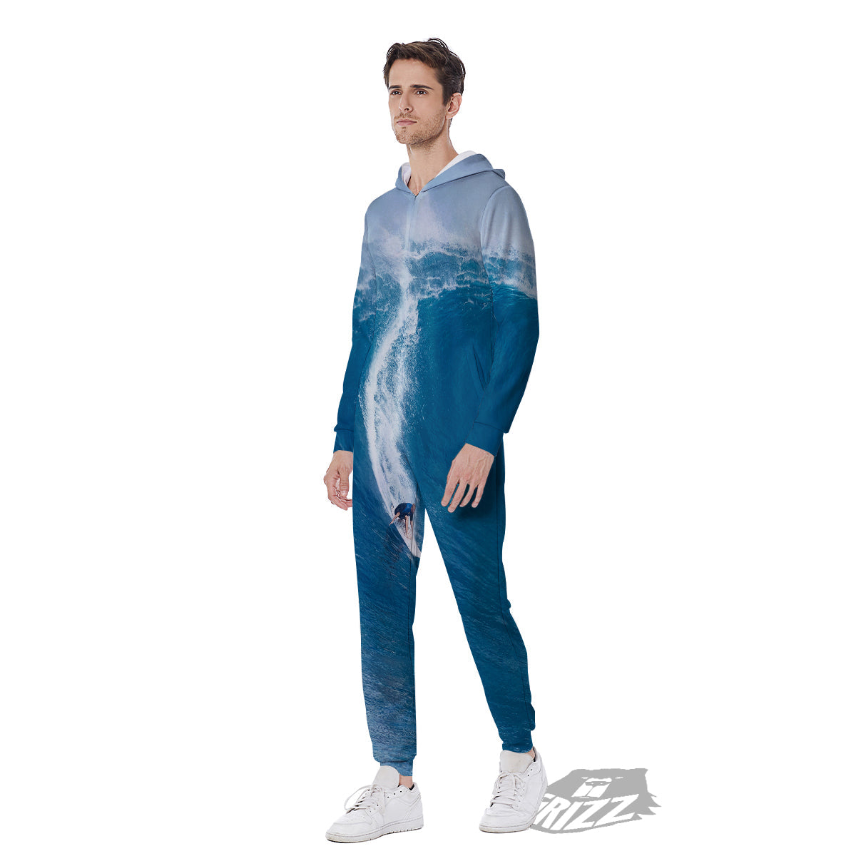 Surfing On Sea Print Men's Jumpsuit-grizzshop