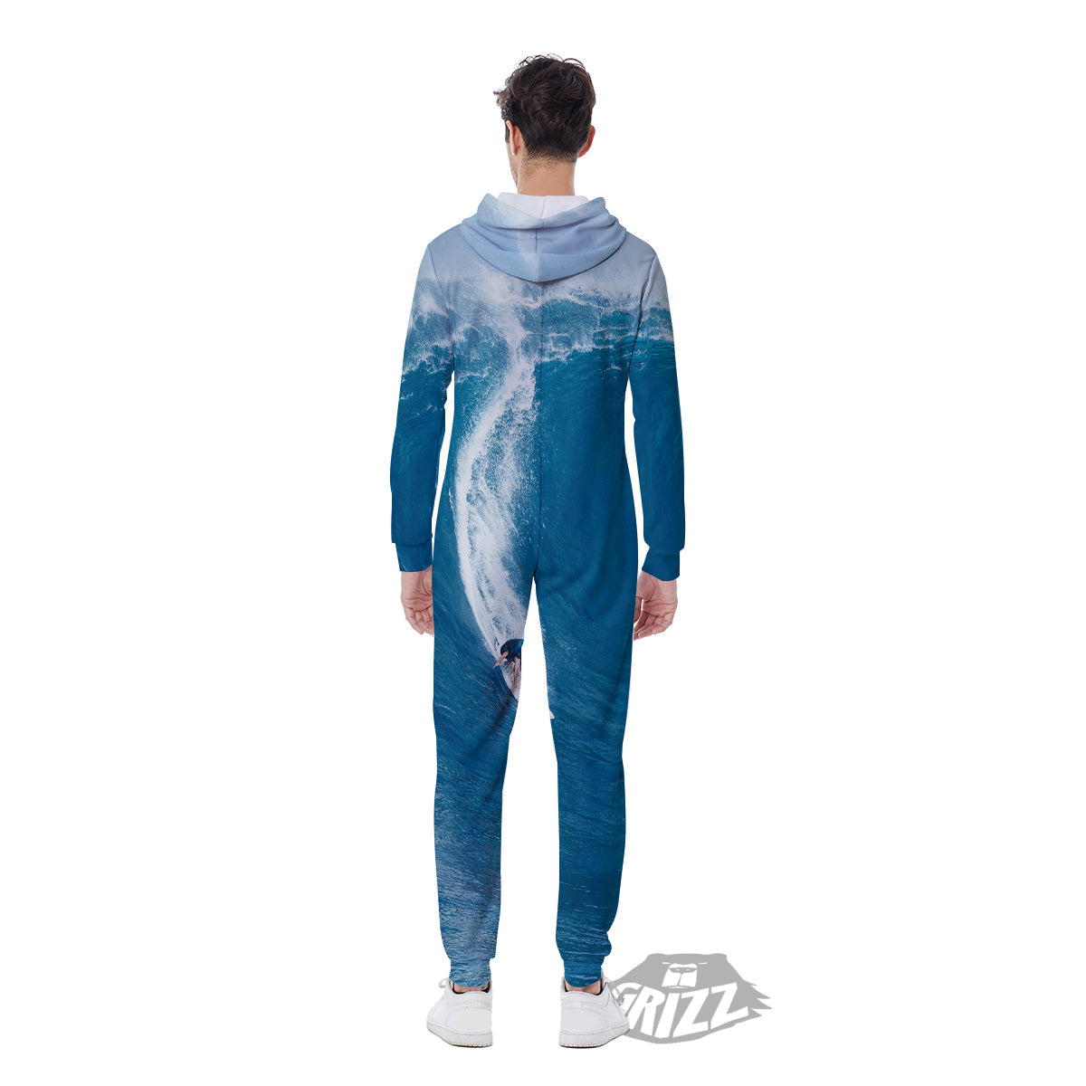 Surfing On Sea Print Men's Jumpsuit-grizzshop