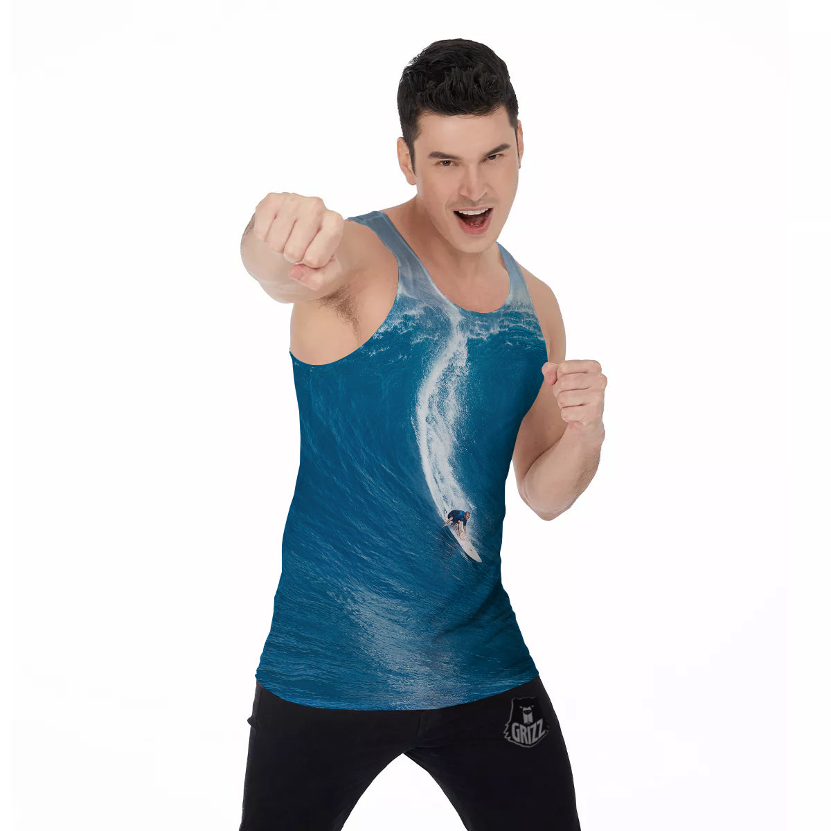 Surfing On Sea Print Men's Tank Top-grizzshop
