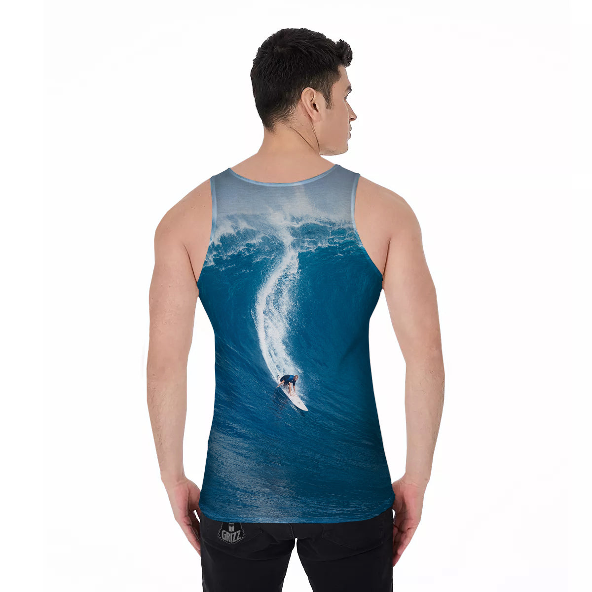 Surfing On Sea Print Men's Tank Top-grizzshop