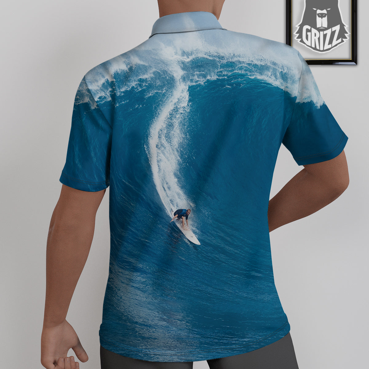 Surfing On Sea Print Untucked Shirts-grizzshop