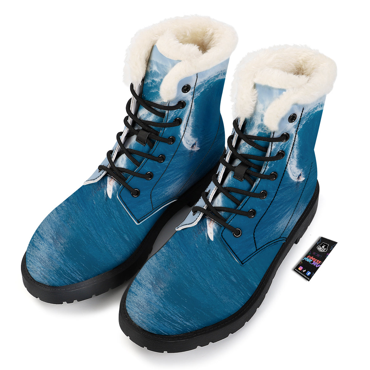Surfing On Sea Print Winter Boots-grizzshop
