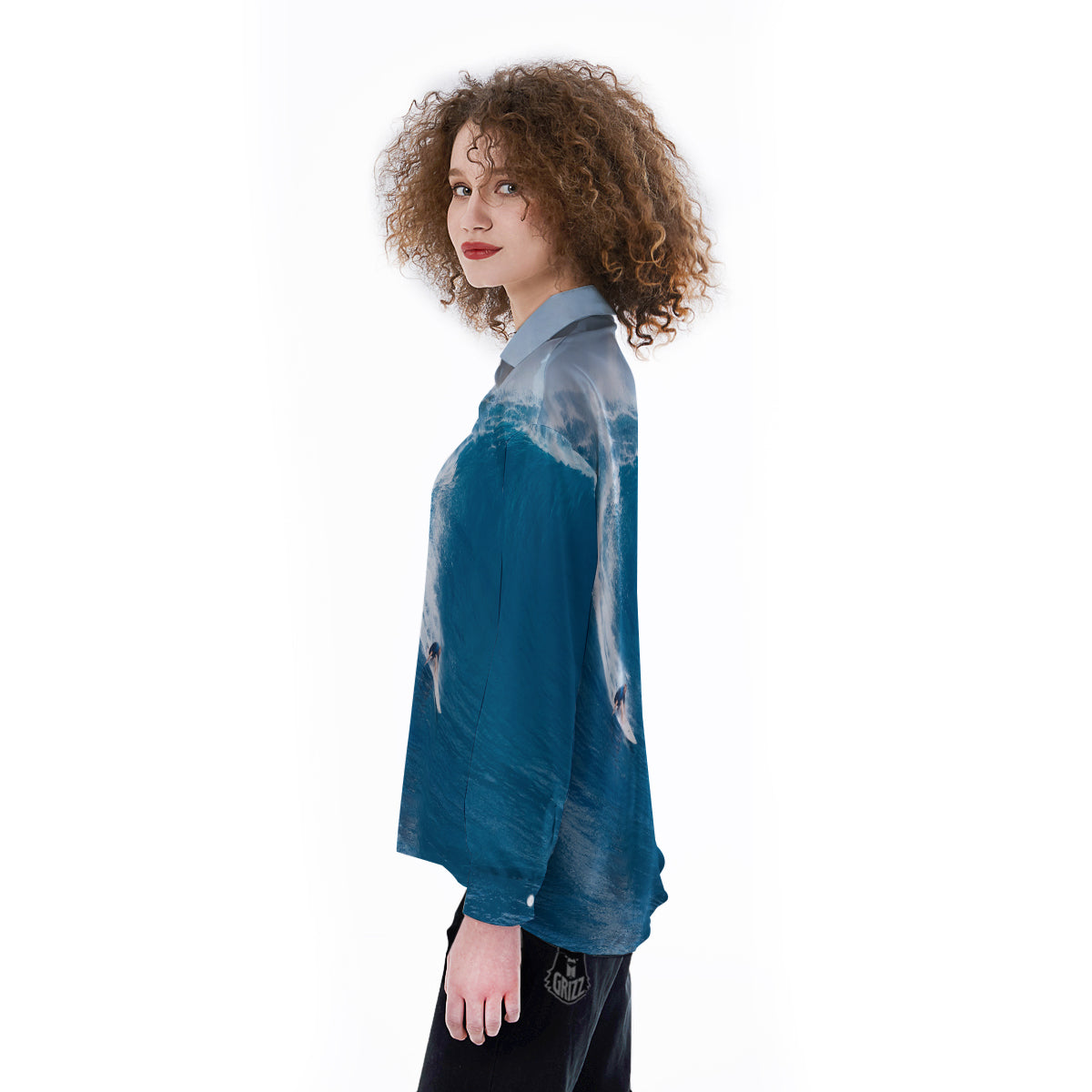 Surfing On Sea Print Women's Long Sleeve Shirts-grizzshop