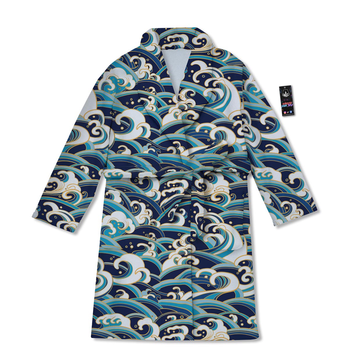 Surfing Sea Wave Print Pattern Bathrobe-grizzshop