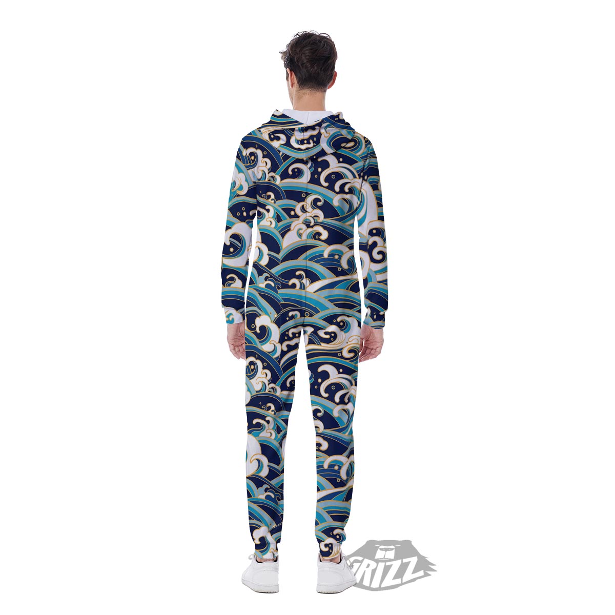 Surfing Sea Wave Print Pattern Men's Jumpsuit-grizzshop