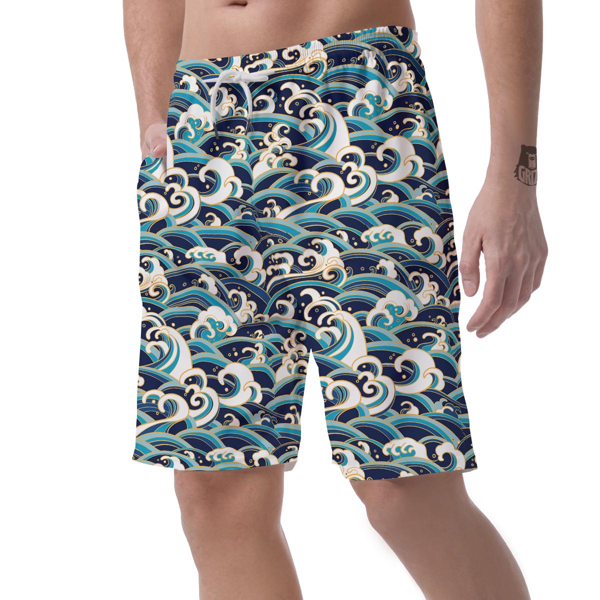 Surfing Sea Wave Print Pattern Men's Shorts-grizzshop