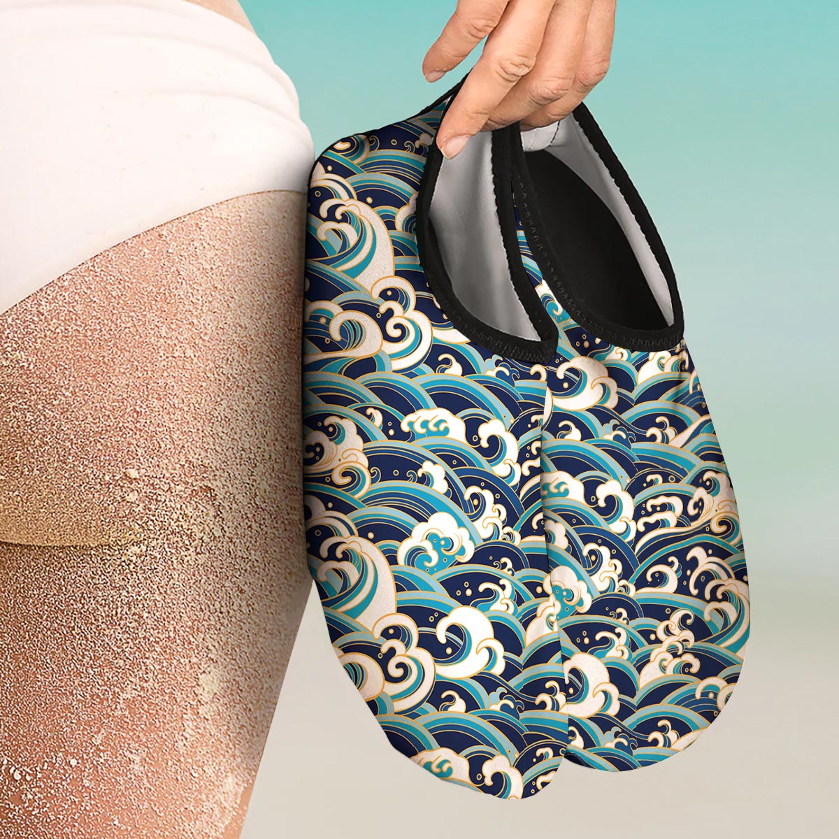 Surfing Sea Wave Print Pattern Water Shoes-grizzshop