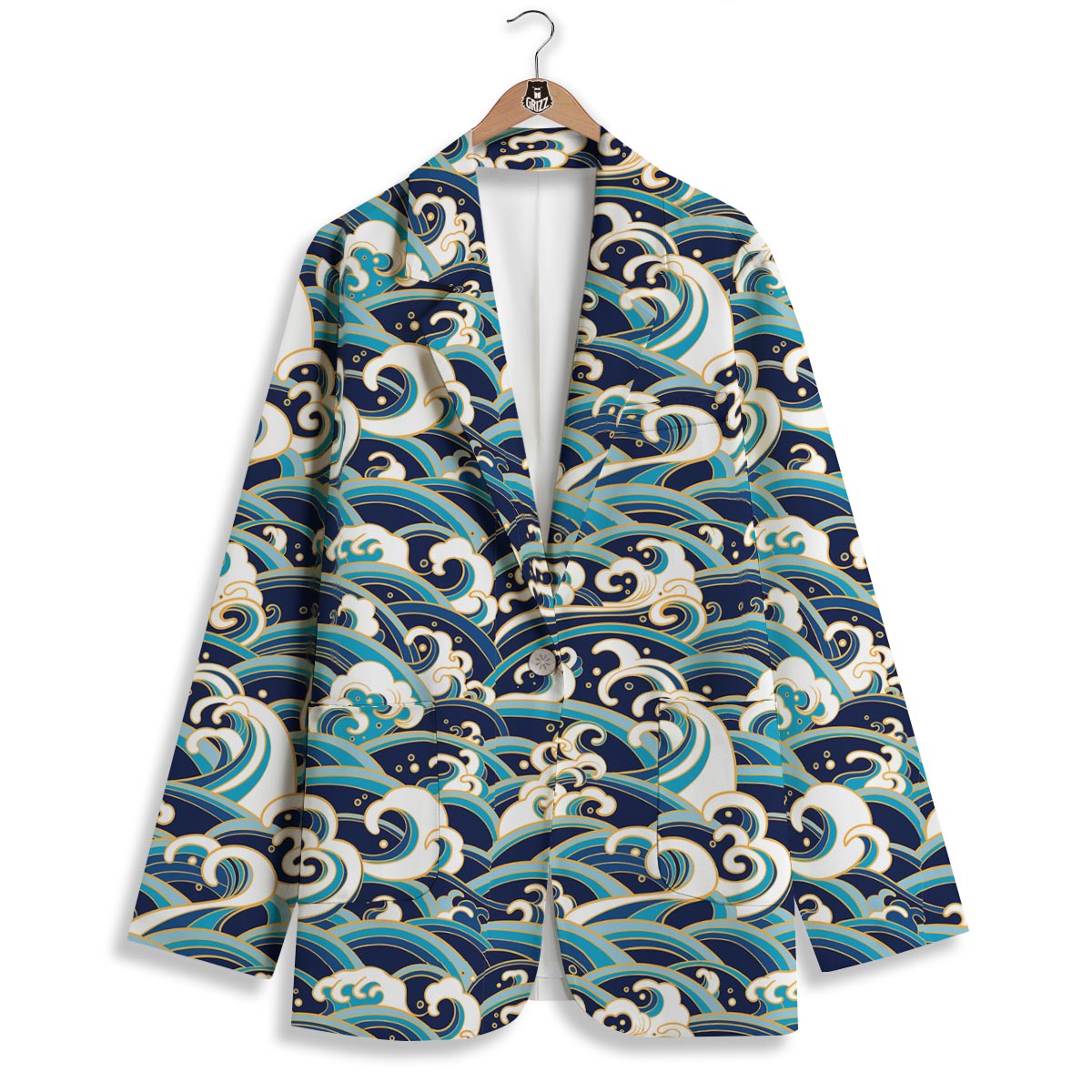 Surfing Sea Wave Print Pattern Women's Blazer-grizzshop