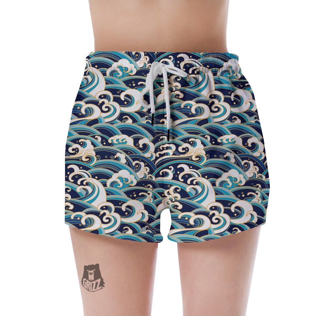 Surfing Sea Wave Print Pattern Women's Shorts-grizzshop