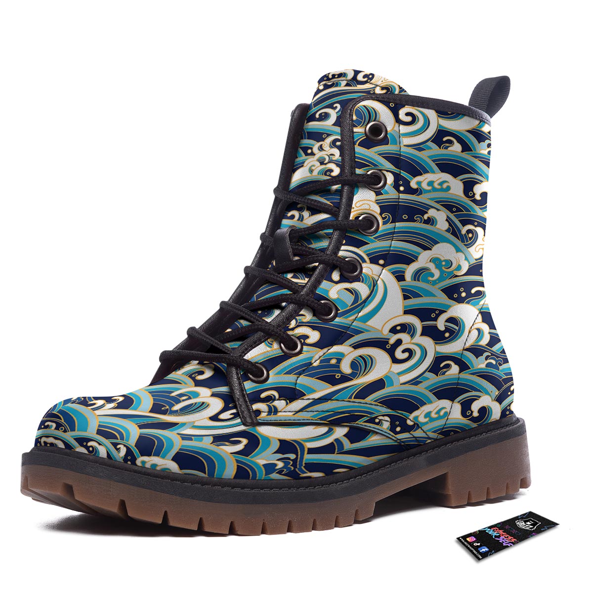 Surfing Sea Wave Print Pattern Work Boots-grizzshop