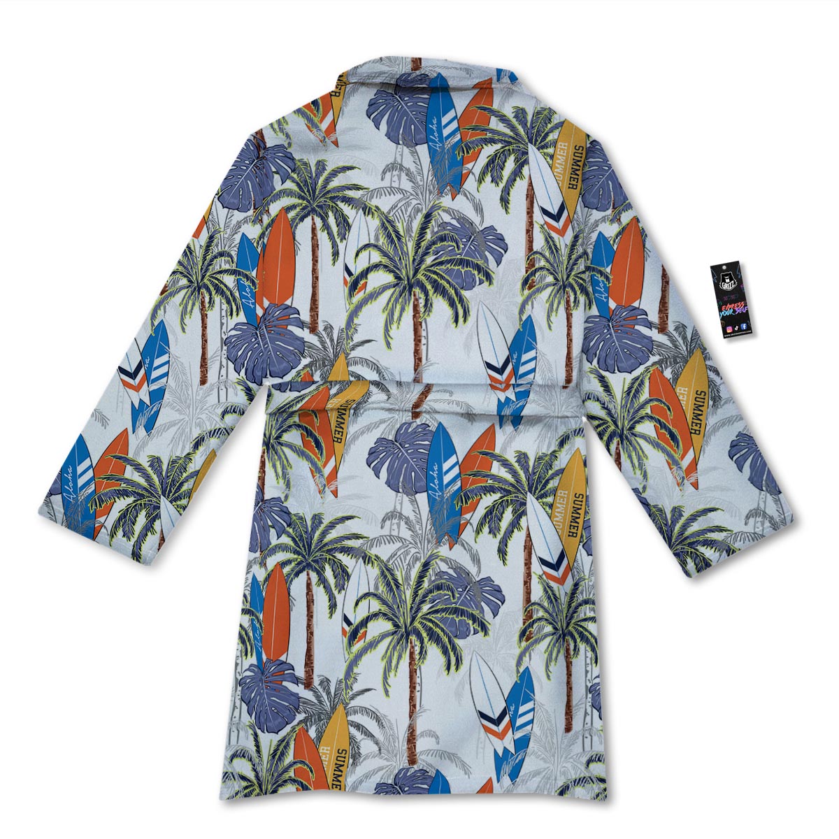Surfing Summer Print Pattern Bathrobe-grizzshop