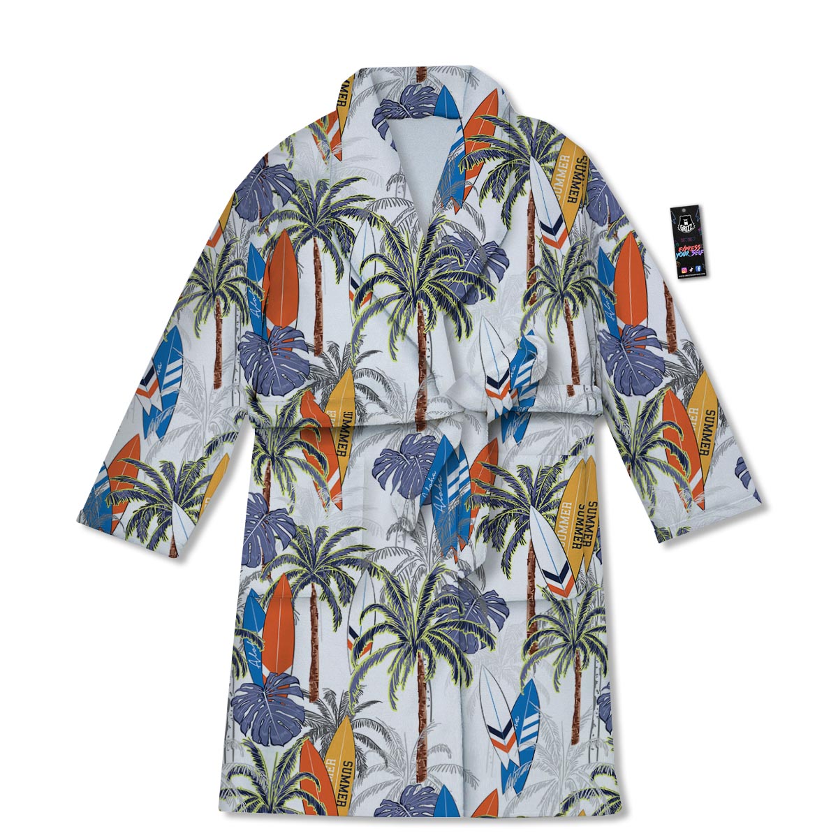 Surfing Summer Print Pattern Bathrobe-grizzshop