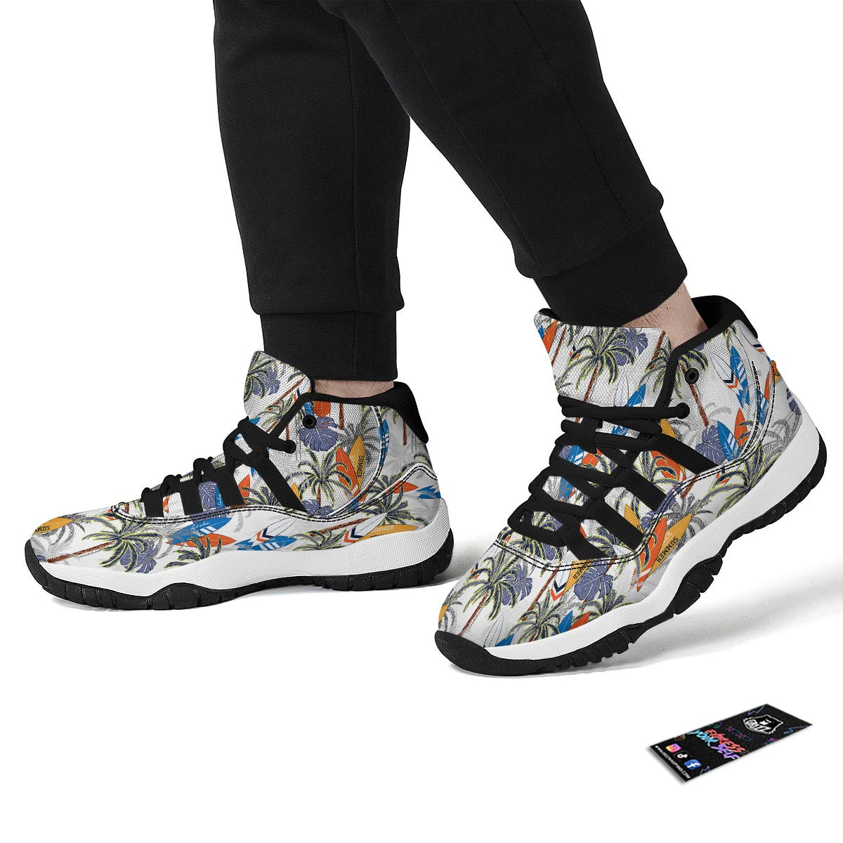 Surfing Summer Print Pattern Black Bball Shoes-grizzshop