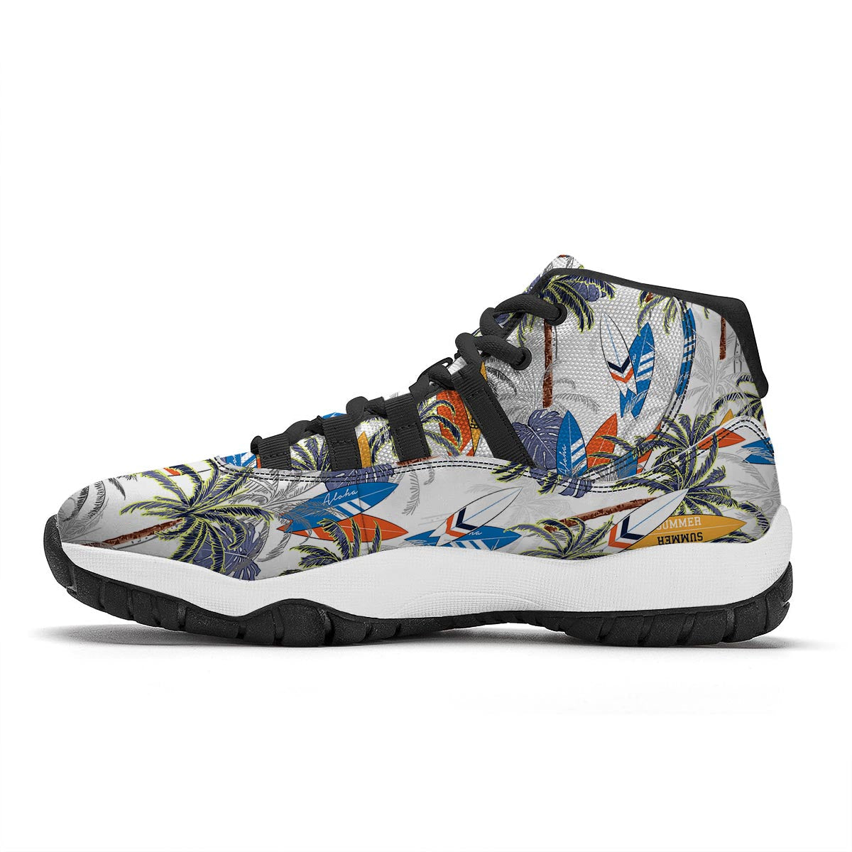 Surfing Summer Print Pattern Black Bball Shoes-grizzshop