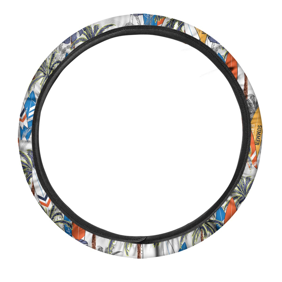 Surfing Summer Print Pattern Car Steering Wheel Cover-grizzshop