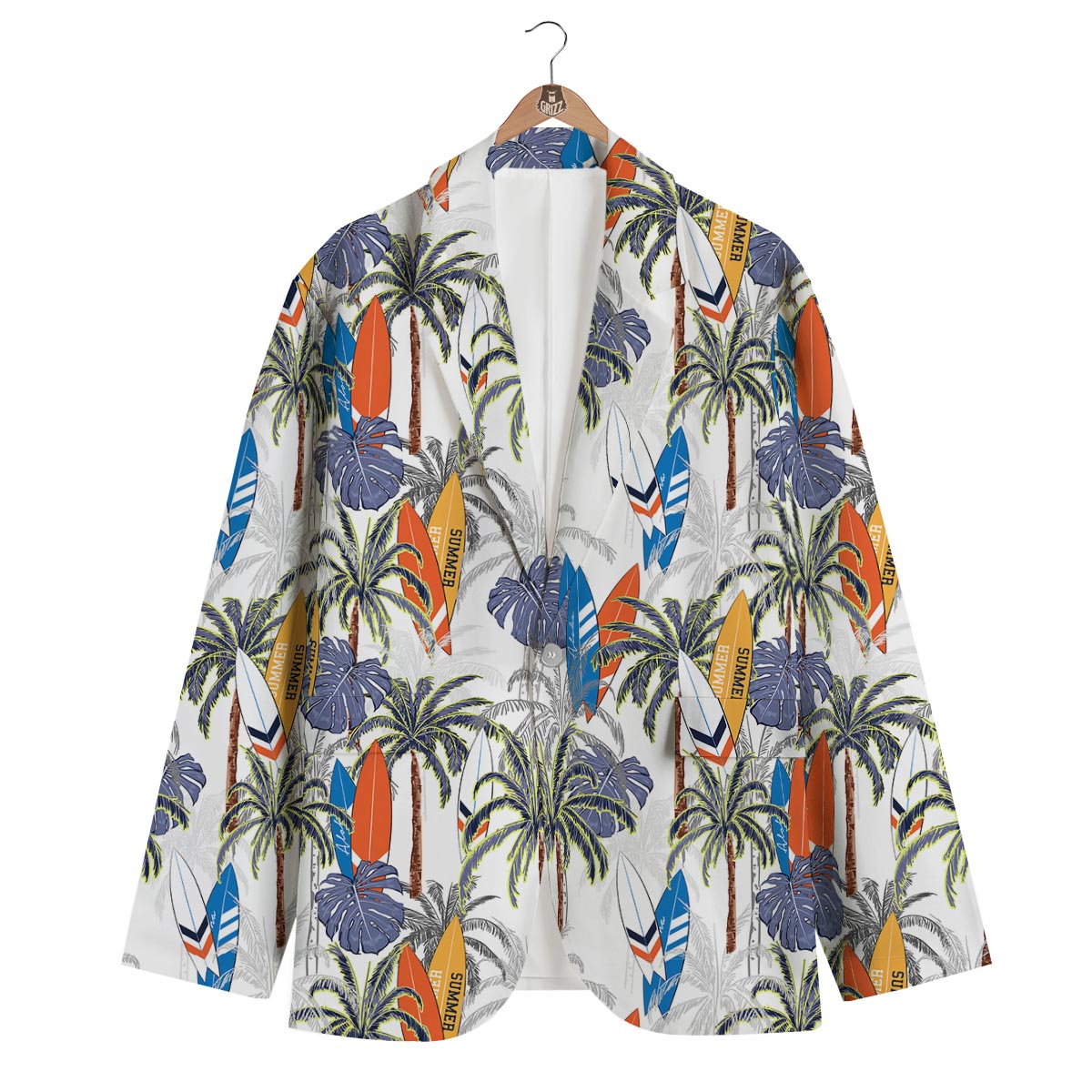 Surfing Summer Print Pattern Men's Blazer-grizzshop