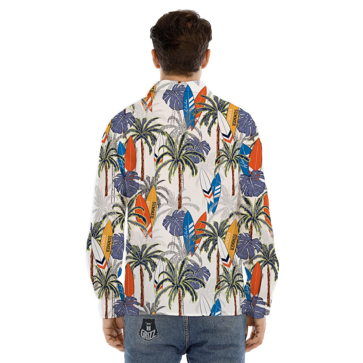Surfing Summer Print Pattern Men's Dress Shirts-grizzshop