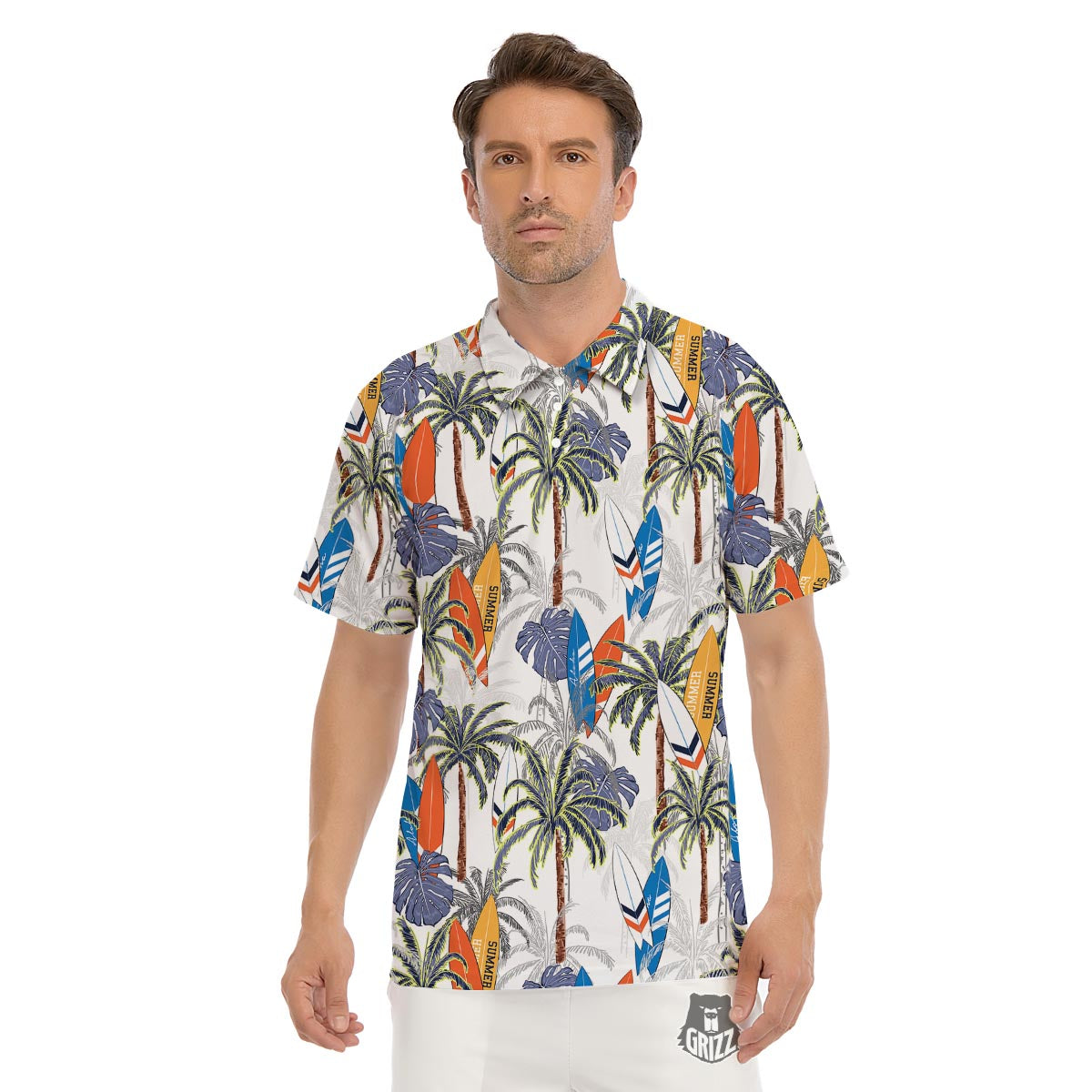 Surfing Summer Print Pattern Men's Golf Shirts-grizzshop