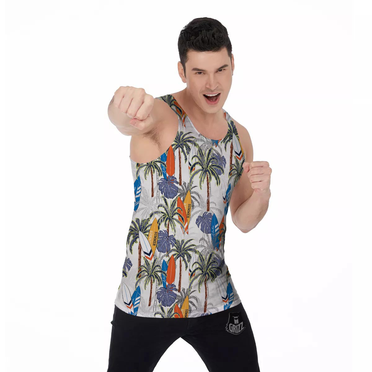 Surfing Summer Print Pattern Men's Tank Top-grizzshop