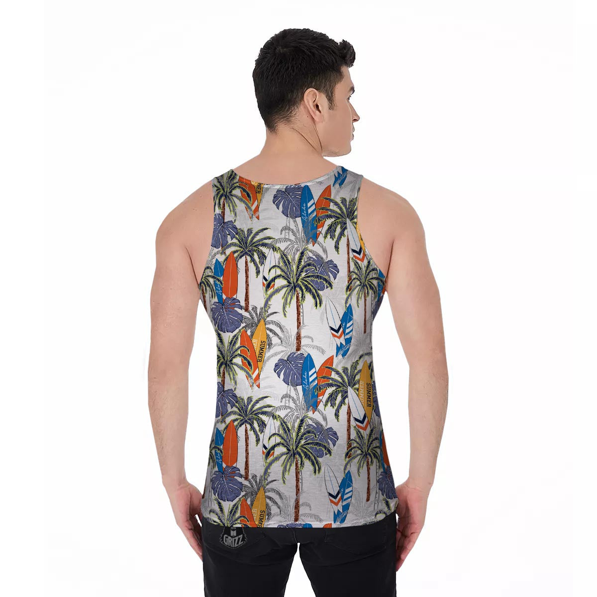 Surfing Summer Print Pattern Men's Tank Top-grizzshop