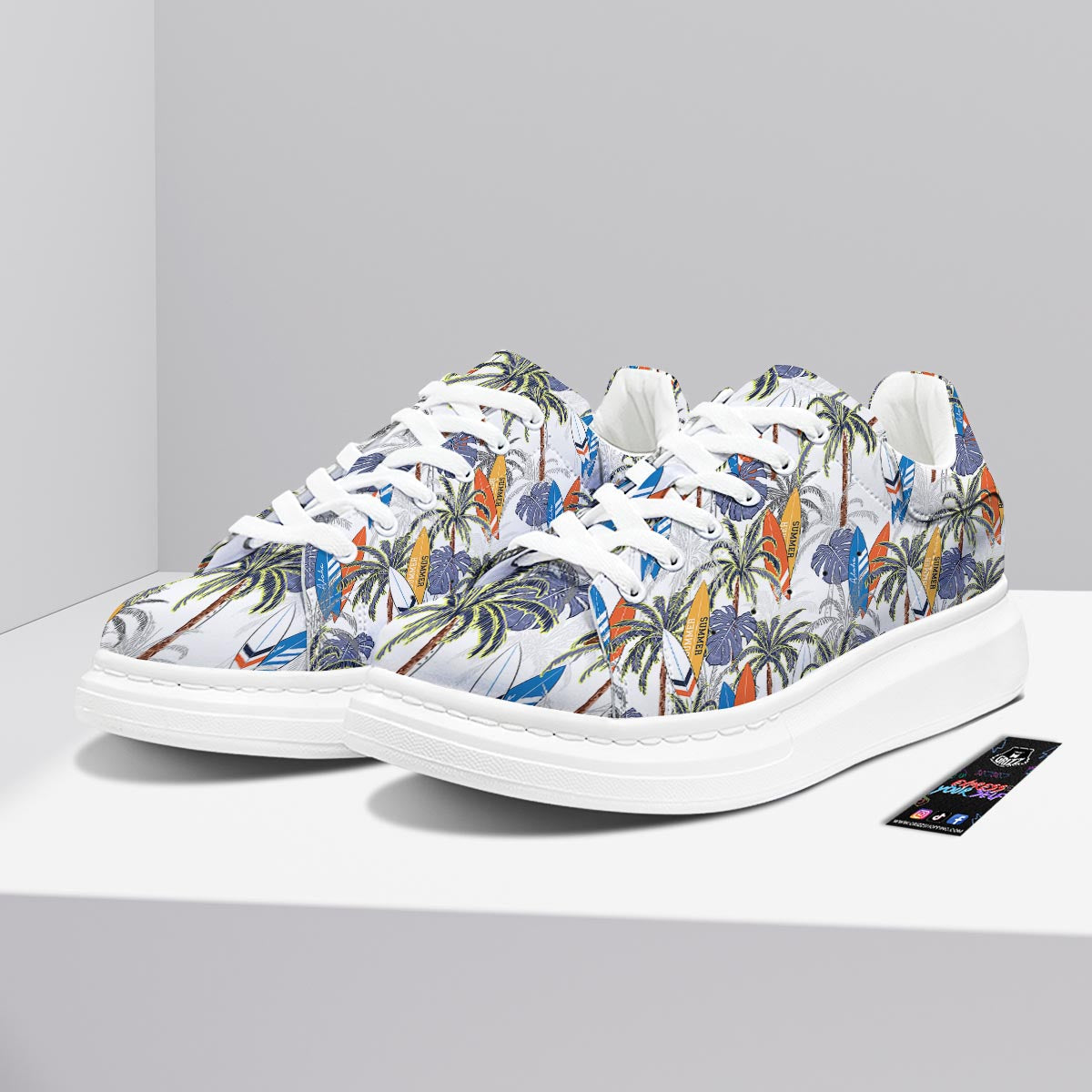 Surfing Summer Print Pattern Platform Shoes-grizzshop