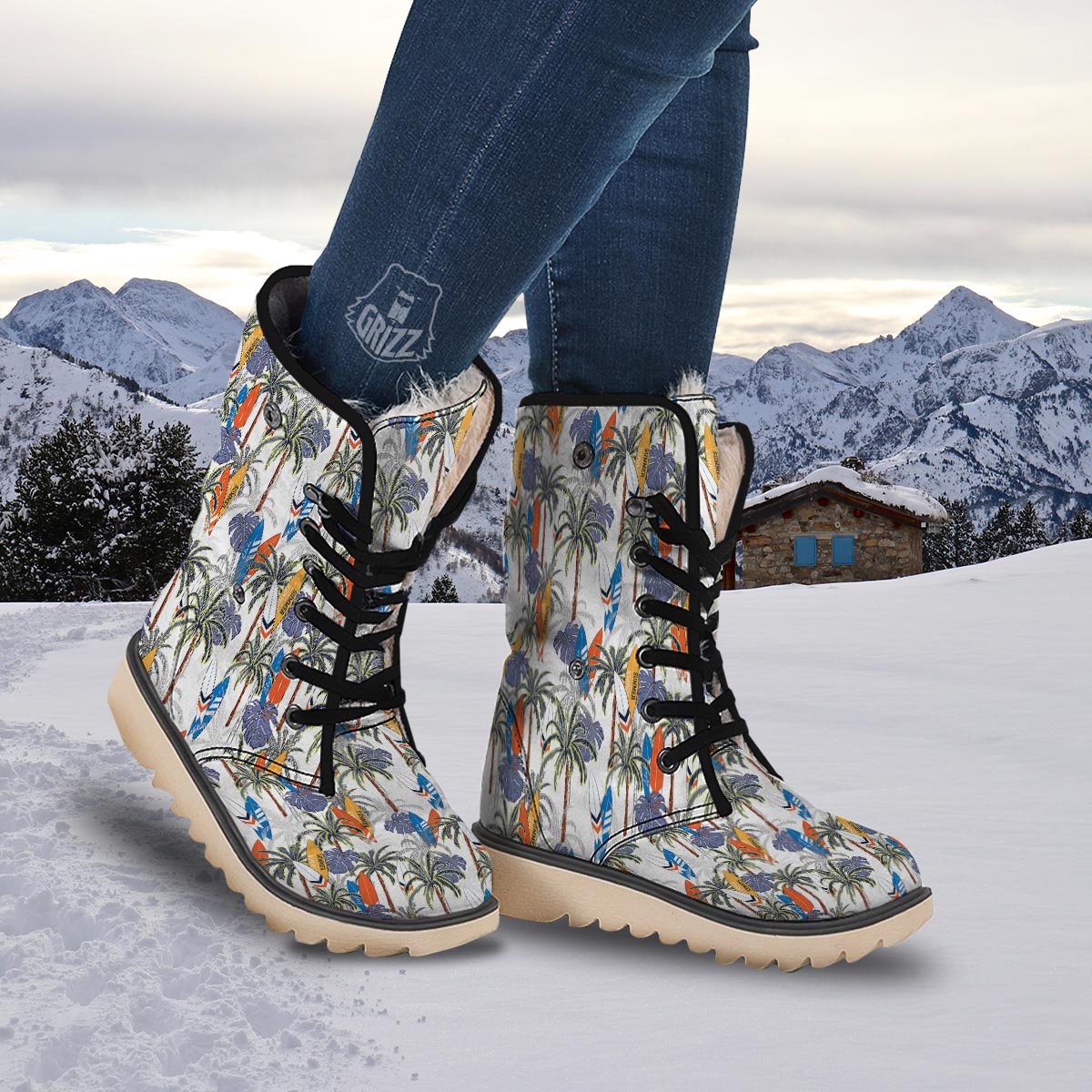 Surfing Summer Print Pattern Snow Boots-grizzshop