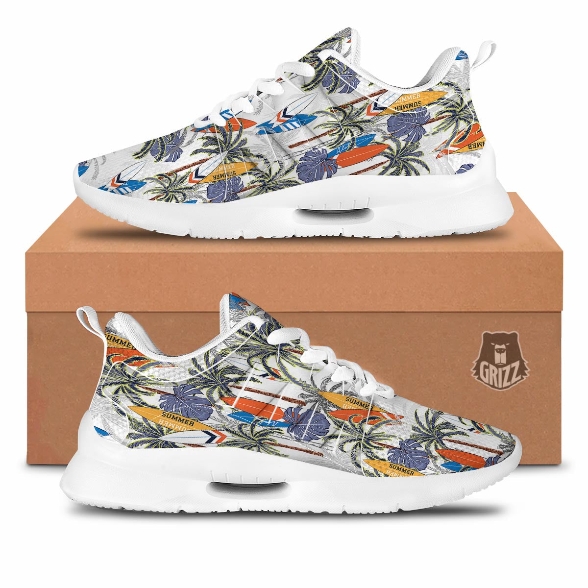 Surfing Summer Print Pattern Tennis Shoes-grizzshop