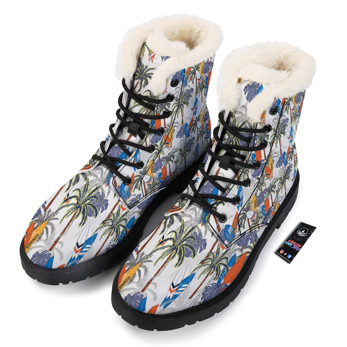 Surfing Summer Print Pattern Winter Boots-grizzshop