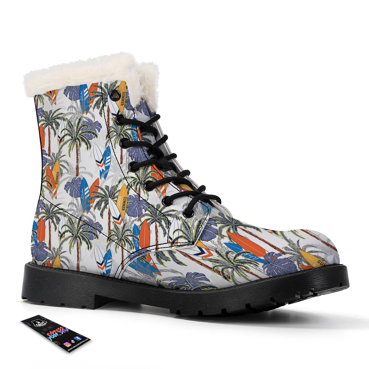 Surfing Summer Print Pattern Winter Boots-grizzshop