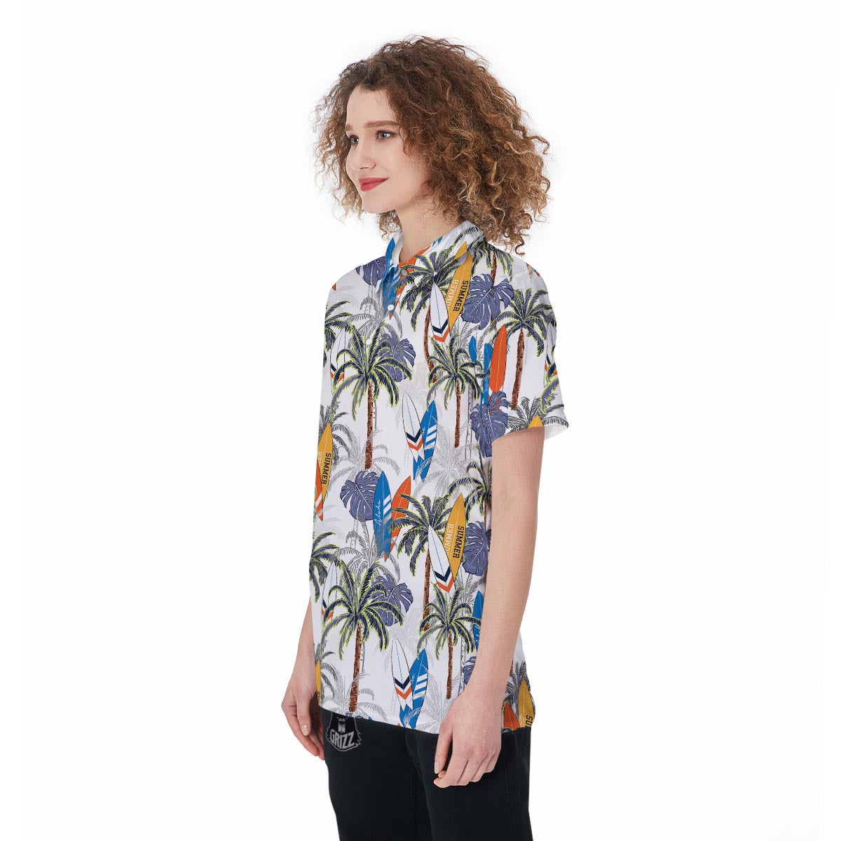 Surfing Summer Print Pattern Women's Golf Shirts-grizzshop