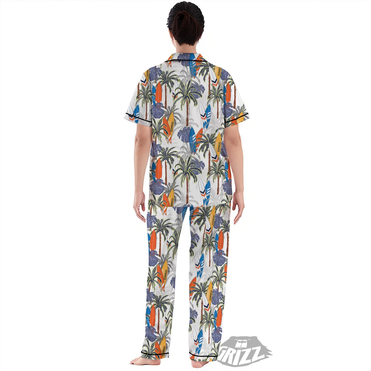 Surfing Summer Print Pattern Women's Pajamas Set-grizzshop