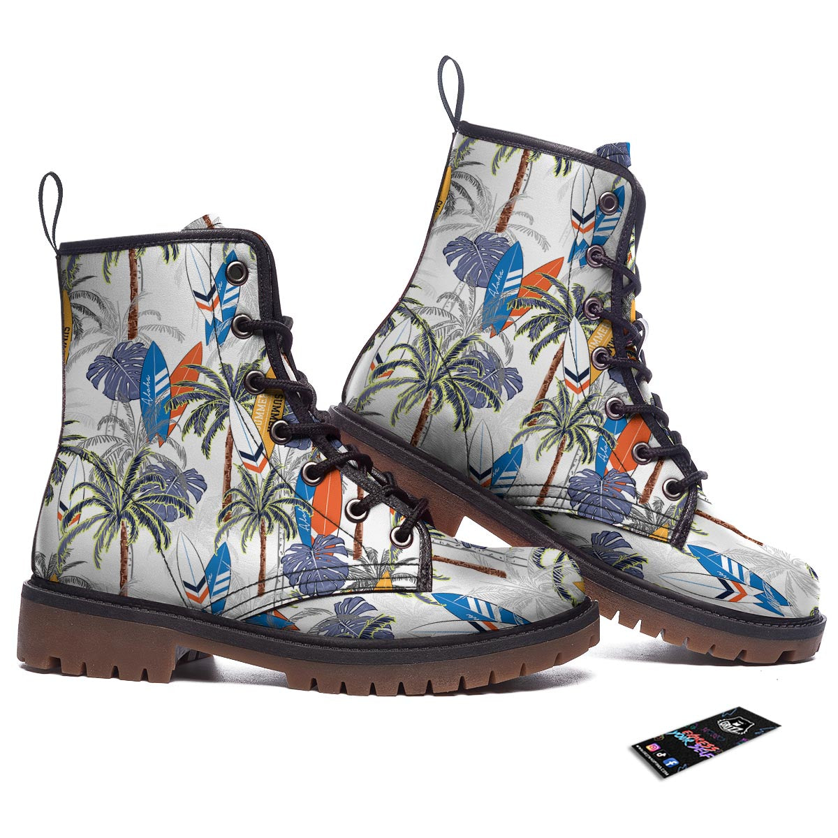 Surfing Summer Print Pattern Work Boots-grizzshop