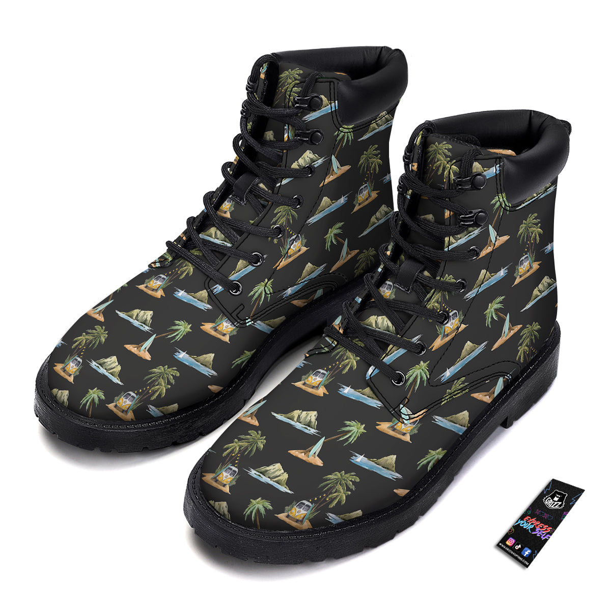 Surfing Watercolor Print Pattern Boots-grizzshop