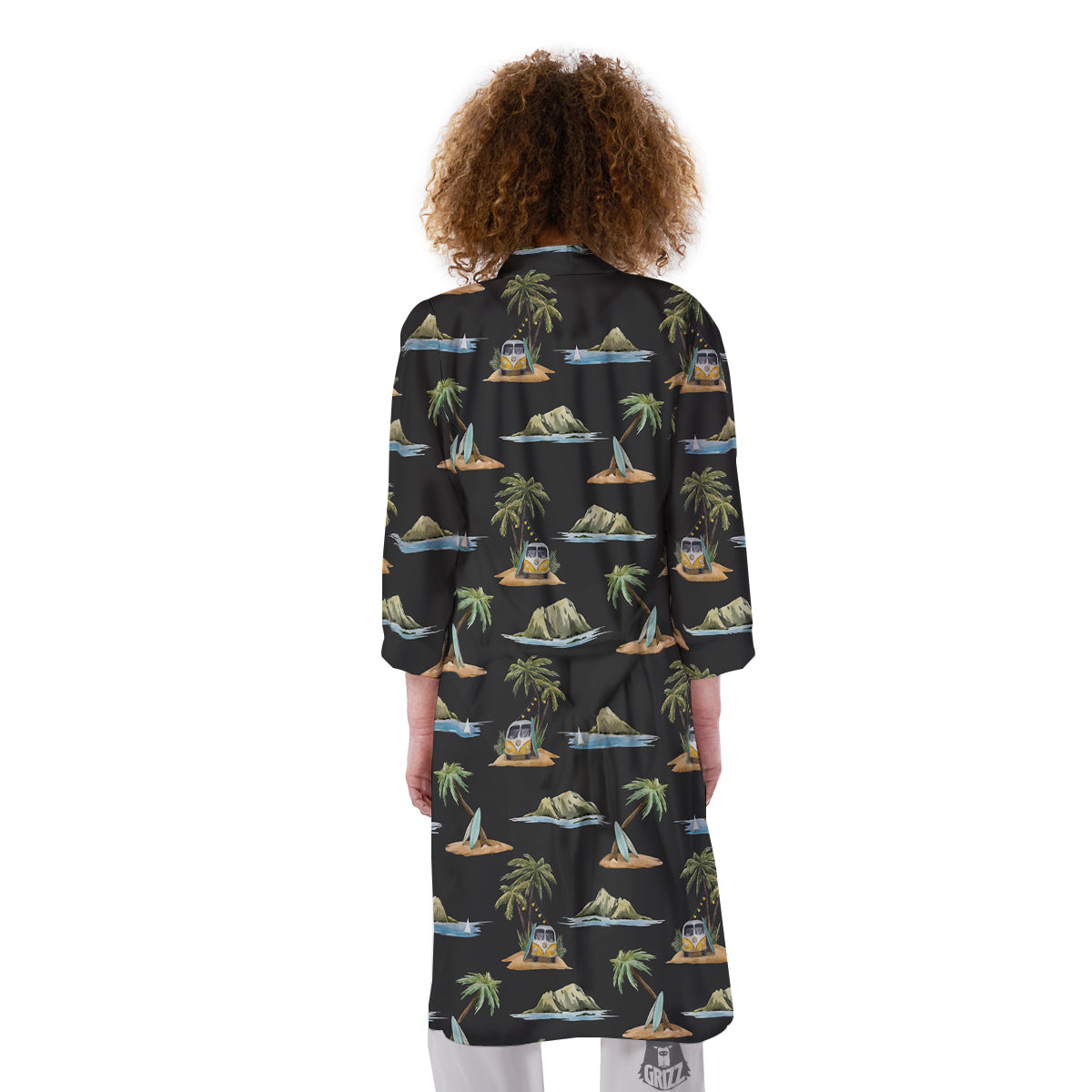 Surfing Watercolor Print Pattern Kimono-grizzshop