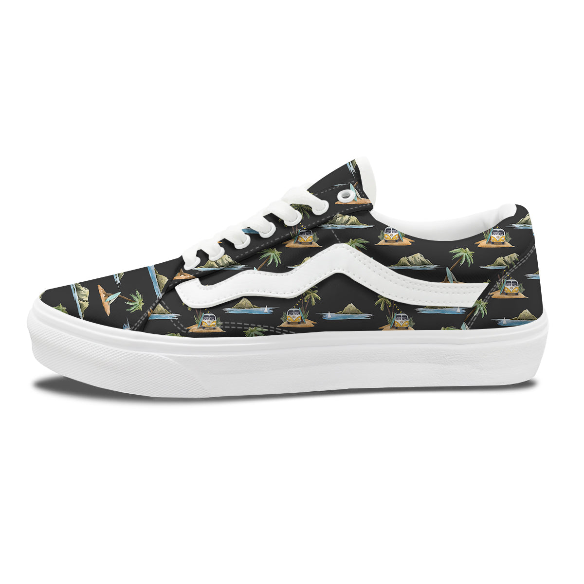 Surfing Watercolor Print Pattern Skate Shoes-grizzshop