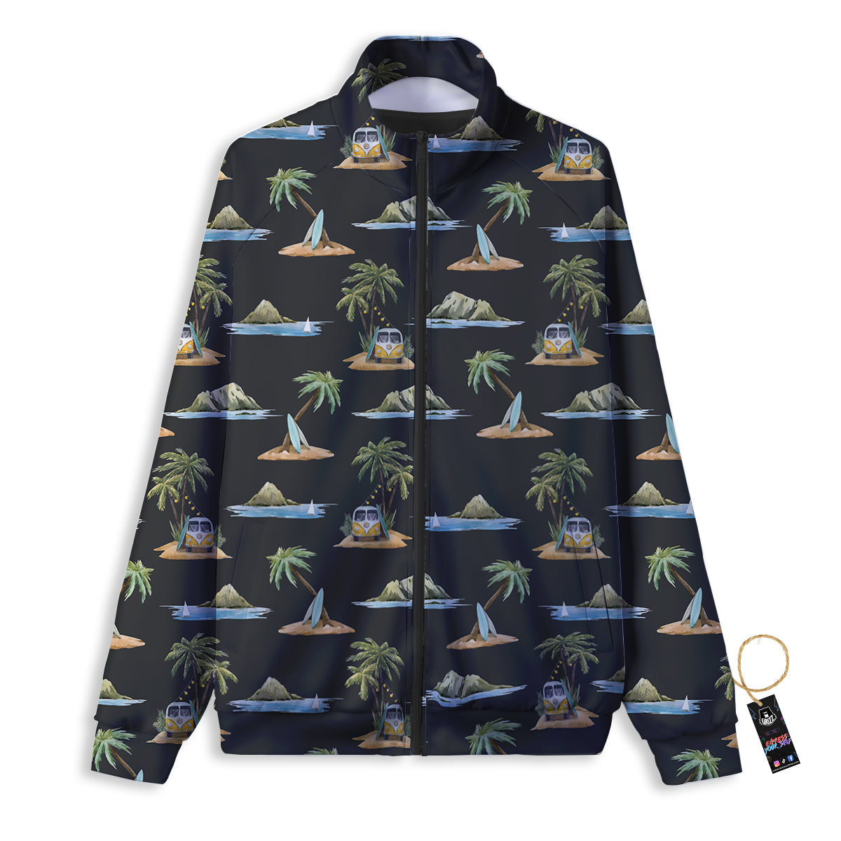 Surfing Watercolor Print Pattern Track Jacket-grizzshop