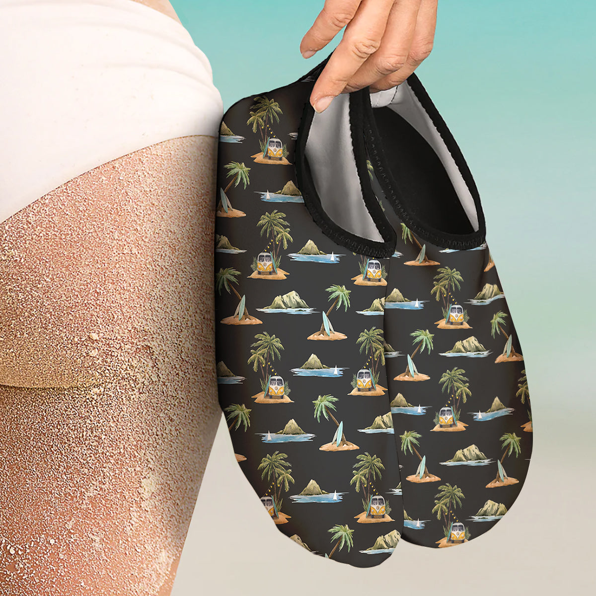 Surfing Watercolor Print Pattern Water Shoes-grizzshop