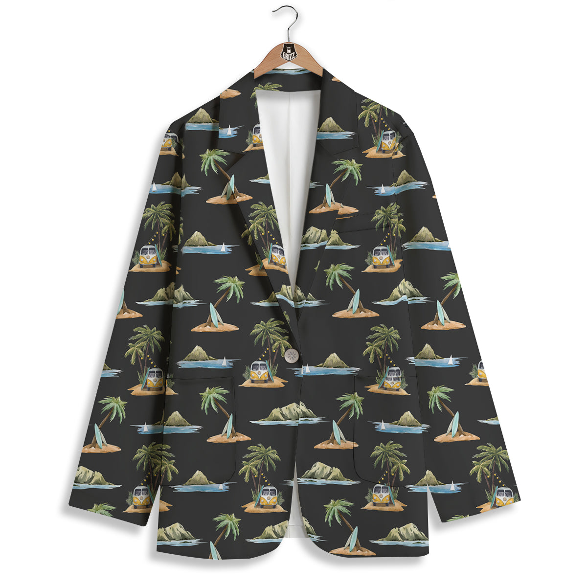 Surfing Watercolor Print Pattern Women's Blazer-grizzshop